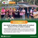 DA-SAAD 12 delivers P300k worth of mallard ducks to 4 FAs in Sultan Kudarat